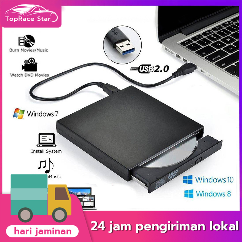 Jual External DVD Drive Slim Portable Optical Drive Writer Burner