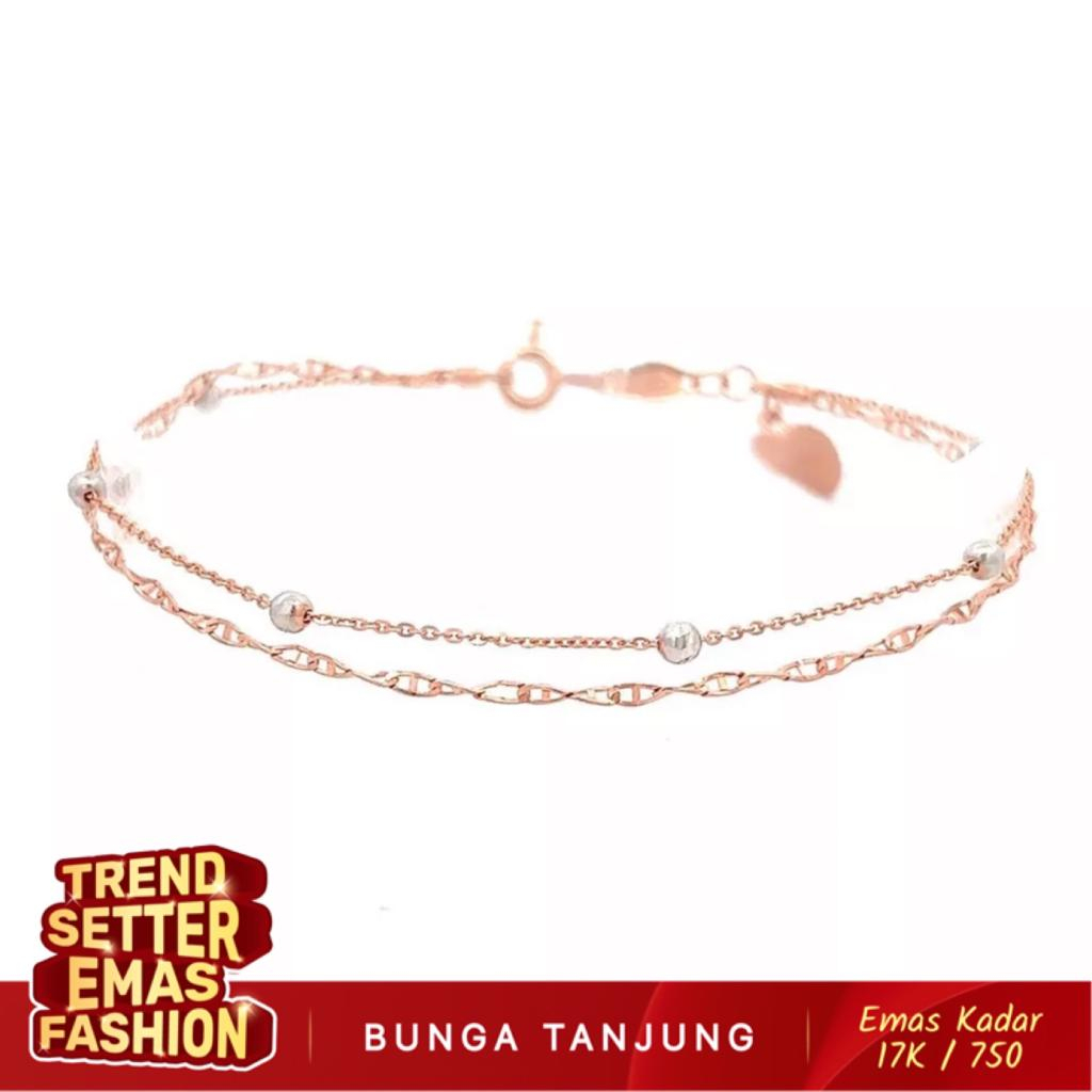 Jual GELANG 2 LAYER 2 WARNA - EMAS 17K BUNGA TANJUNG GOLD | Shopee