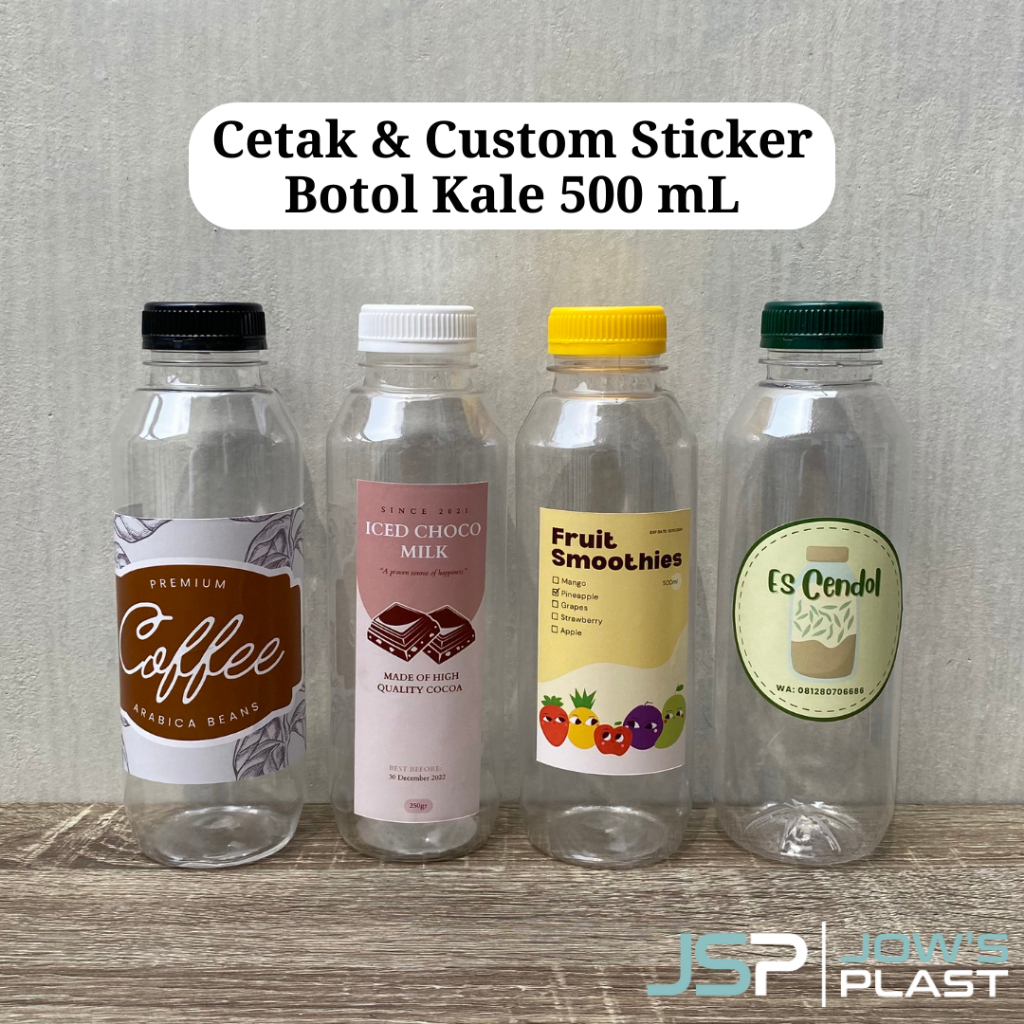 Jual Stiker Botol Kale 500 Ml Stiker Label Cetak Print Sticker Botol Logo Custom Shopee 2472