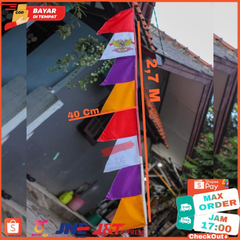 Jual BENDERA UMBUL UMBUL WARNA WARNI 10 PCS PANJANG 2,7M | Shopee Indonesia