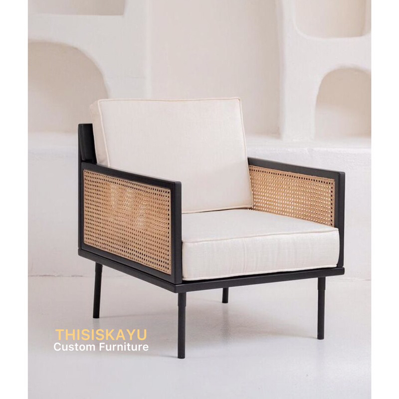 Jual Kursi Sofa Kayu Jati Mix Anyaman Rotan Asli Kursi Sofa Vintage