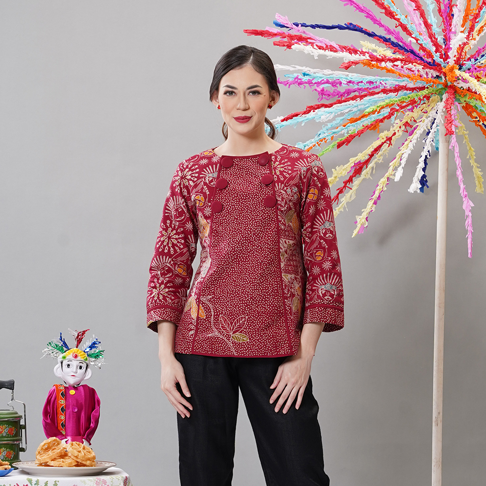 Jual NONA RARA Bingo Betawi T2230 Baju Batik Kasual Modern Shopee