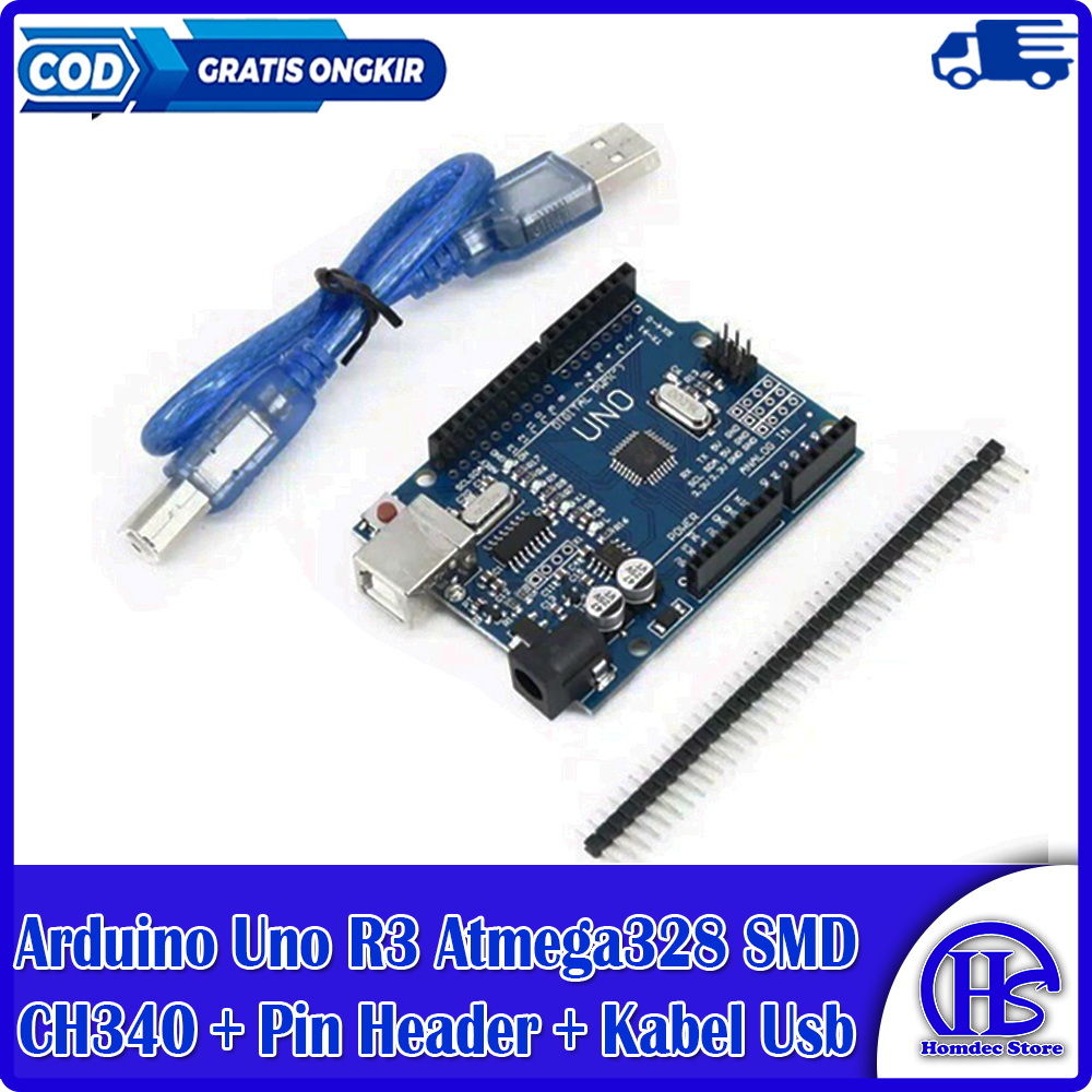 Jual Arduino Uno R3 Atmega328 Smd Ch340 Pin Header Kabel Usb