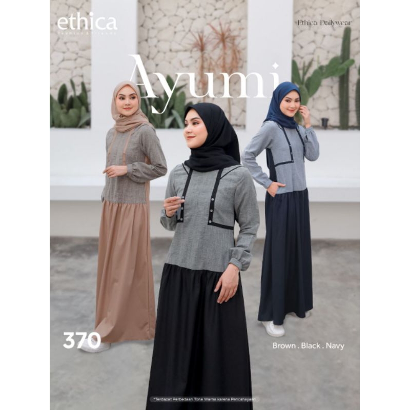 Jual Ethica Gamis Ayumi Black Navy Brown Shopee Indonesia