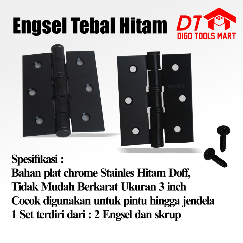Jual Engsel Pintu Tebal Hitam 3 Inci Sepasang Full Black | Shopee Indonesia