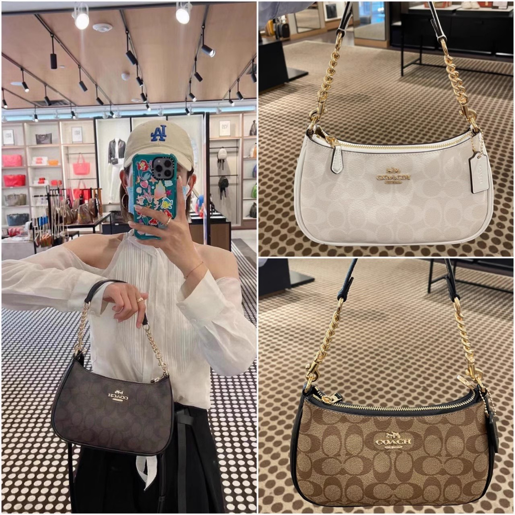 Coach Teri Shoulder Bag In Signature Canvas Coach Tas Selempang Coach Bahu Wanita Coach Sling Bag