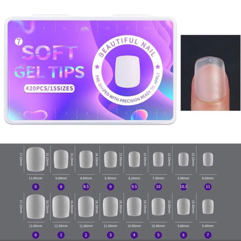 Set 600 Tips Per Unghie Gel Semi-smerigliati Corti - 12 Misure, Per Ricostruzione Unghie Fai Da Te, Nail Art