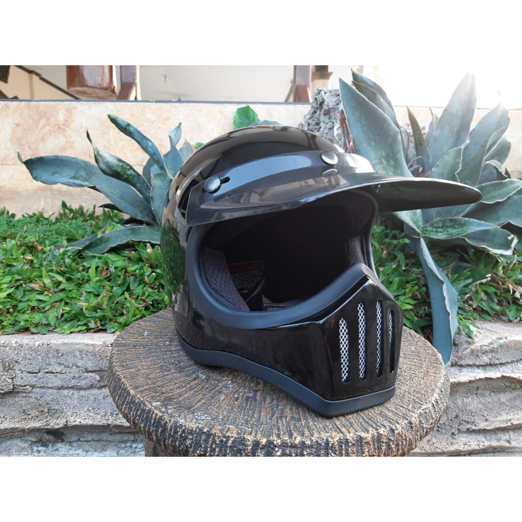 Jual Helm Cakil Hitam glossy Retro klasik mini moto bandit M39 custom ...
