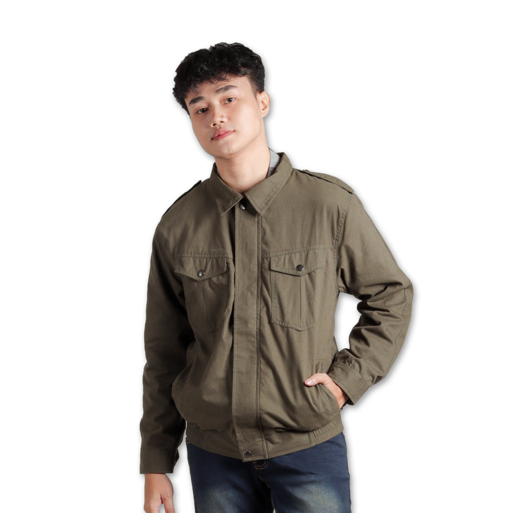 Jual Nookly Work Jacket Chester Olive Shacket Jaket Pria | Shopee Indonesia