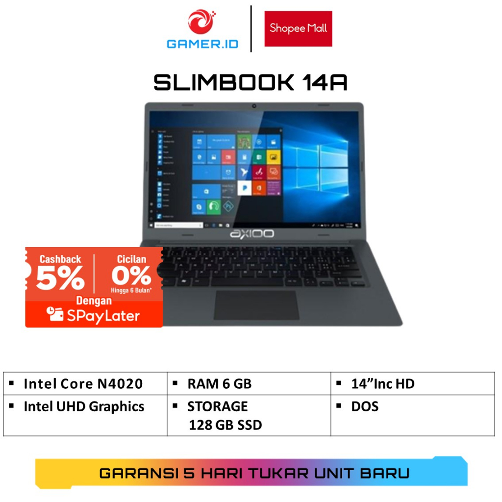 Jual Axioo Slimbook A Intel Celeron N Gb Gb Ssd Dos Hd Grey Shopee Indonesia