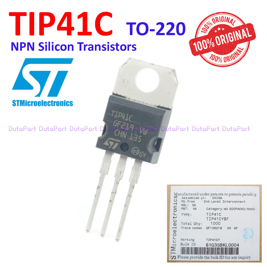 Jual TIP41C TIP41 ORIGINAL STMicroelectronics ST NPN Transistor TIP 41 ...