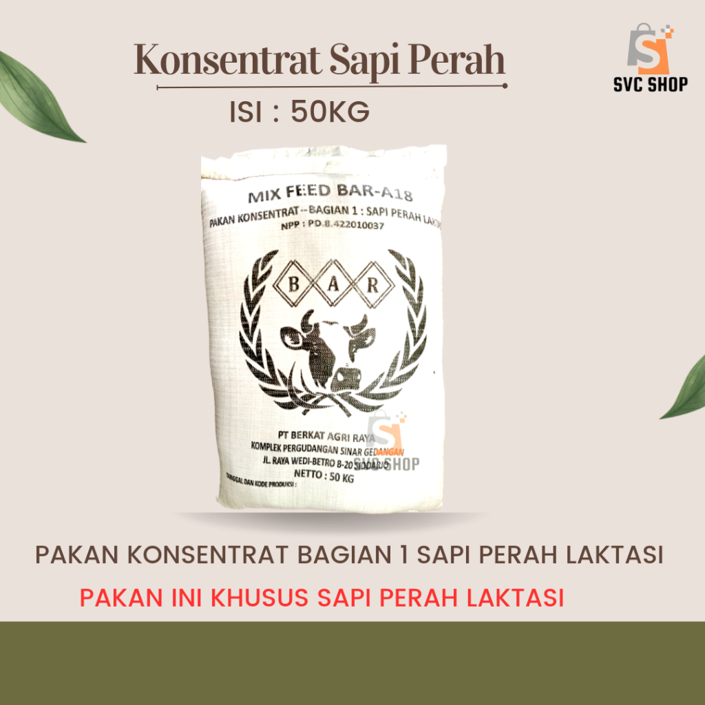 Jual Pakan Konsentrat Sapi Perah Laktasi Isi 50kg Mix Feed BAR A18