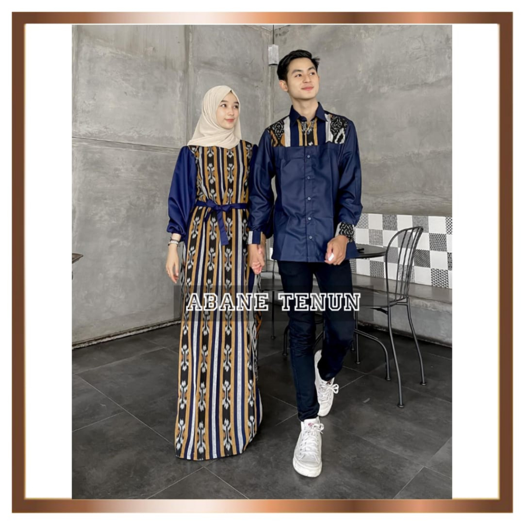 Jual BAJU TENUN COUPLE PASANGAN KEKINIAN MAMBA NAVY BAJU COUPLE TENUN ...