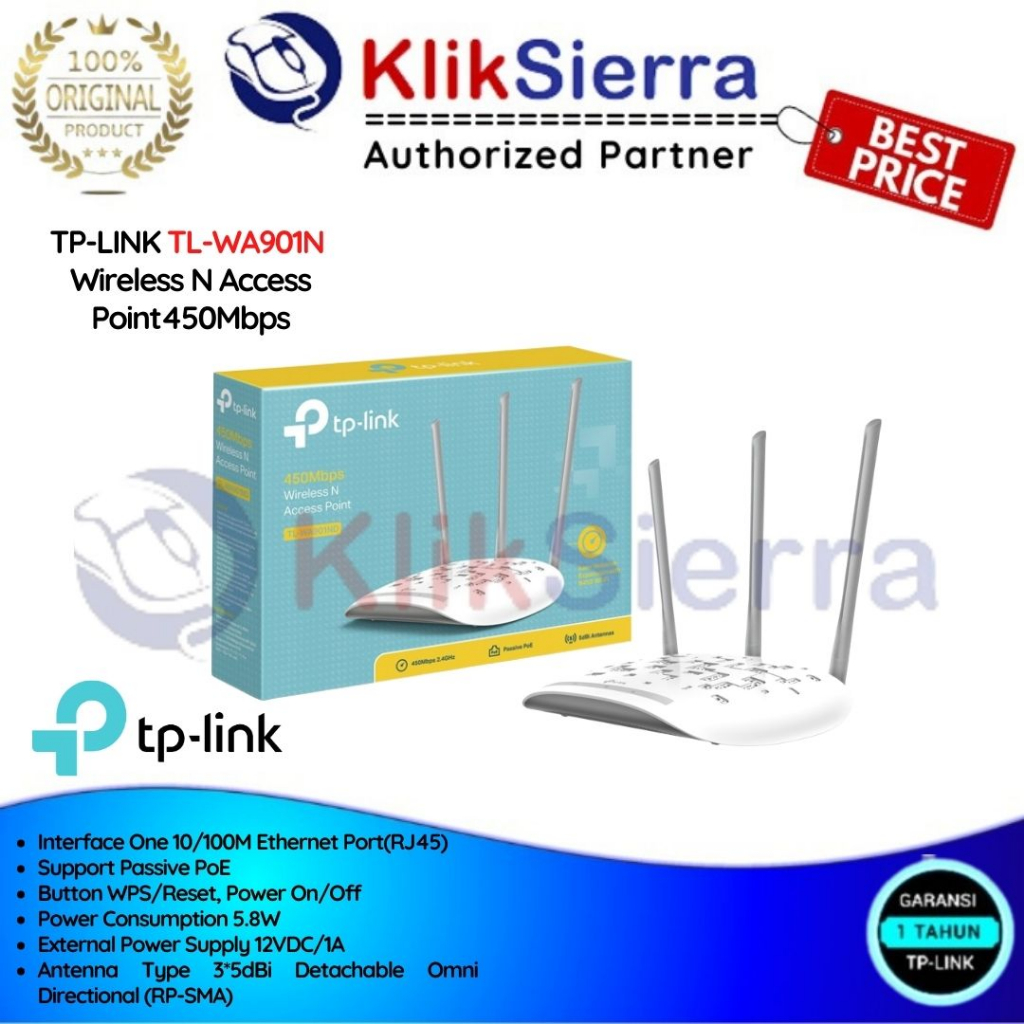 Jual TPLINK TLWA901N Wireless N Access Point TPLINK 450Mbps Shopee