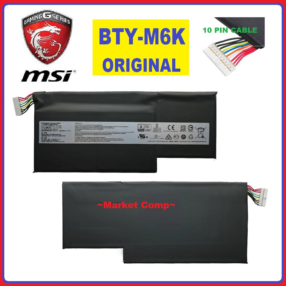thumbnail image 2 of Replacement BTY-M6K Laptop Battery For MSI GS63, GF63, GF75 Thin Series - 52.4Wh, 11.4V, 3-Cell LiPo 2 of 6