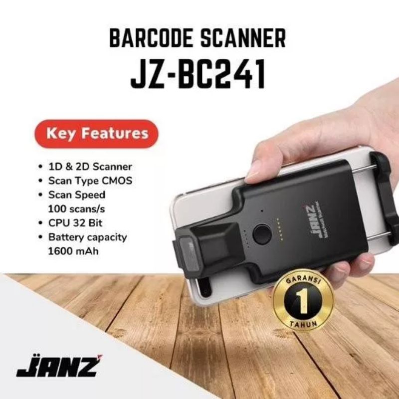 Jual scanner barcode 1D 2D QR CODE JZ-BC241 JANZ koneksi bluetooth ke ...