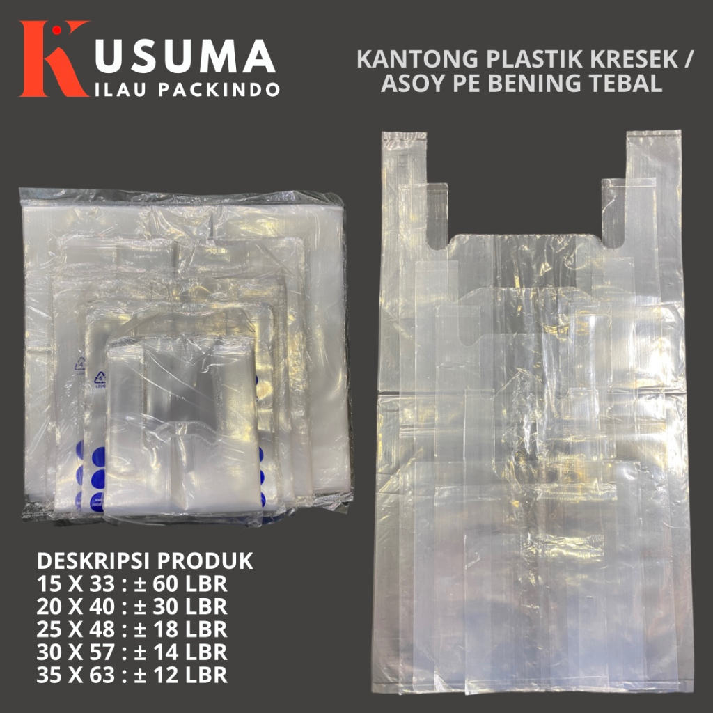 Jual Kantong Plastik Kresek Asoy Pe Bening Transparan Tebal Premium Ukuran