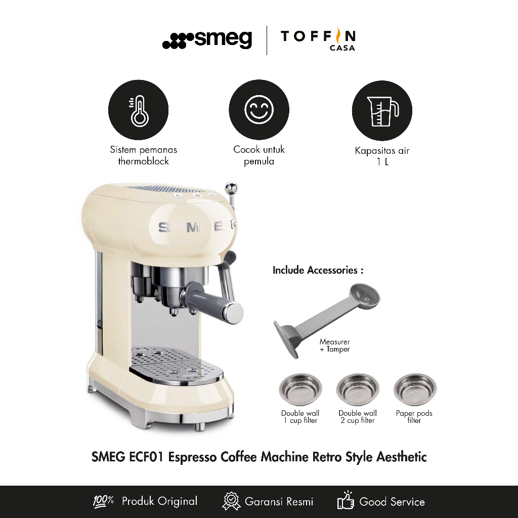 Jual SMEG Espresso Coffee Machine 50 Retro Style Aesthetic ECF01