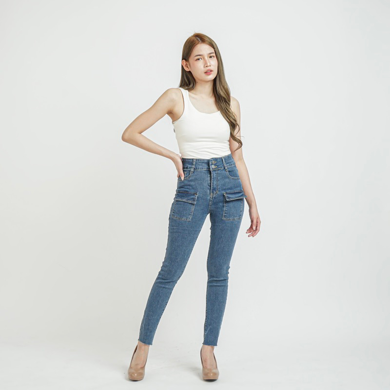 Jual Luxe Dlabel Jeans Celana Panjang Highwaist Wanita Jeans Import Premium Jeans