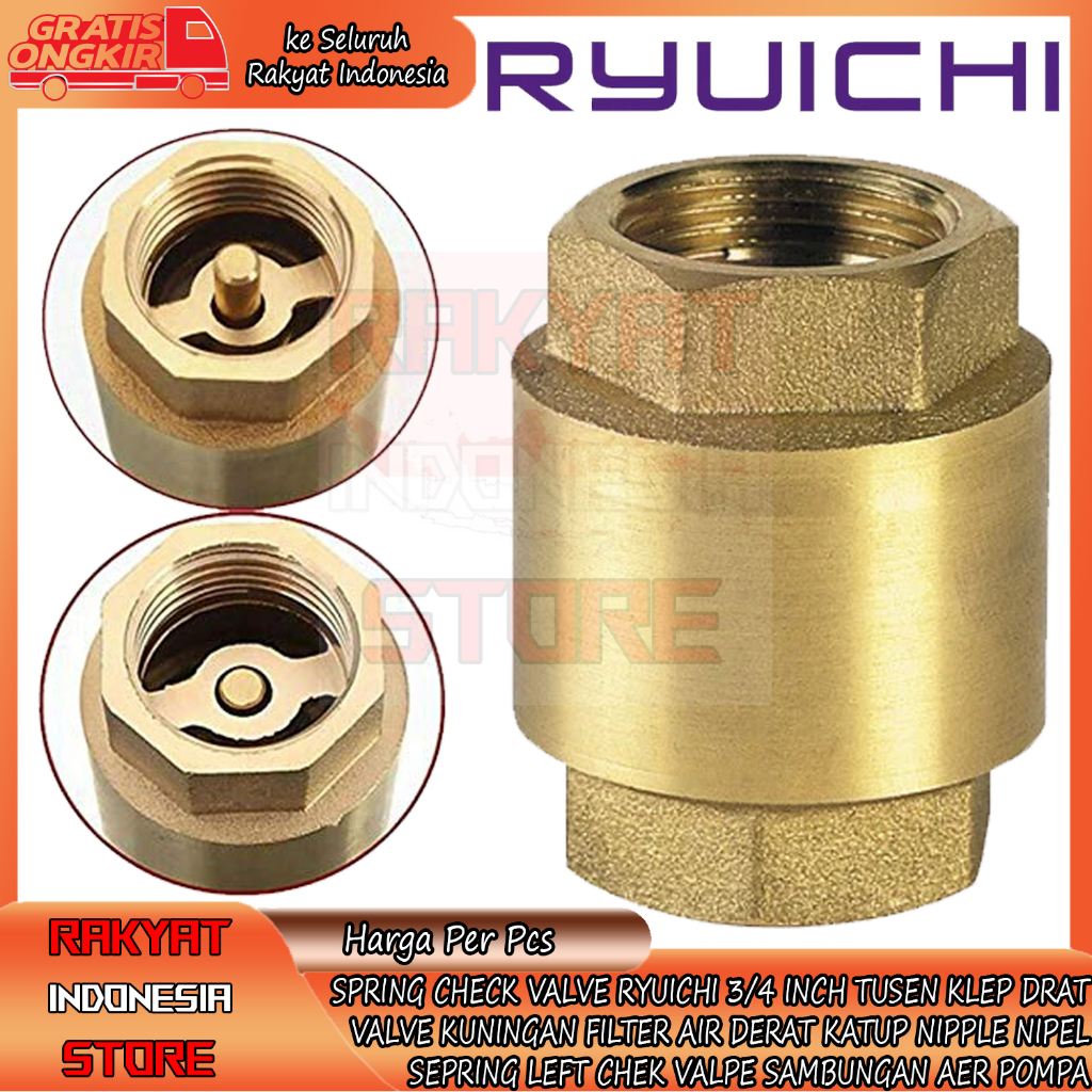 Jual Tusen Klep Drat Valve Kuningan Spring Check Valve Ryuichi Inch