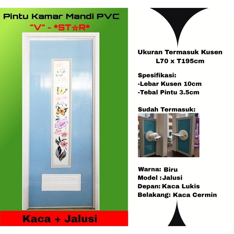 Jual Pintu Kamar mandi PVC cermin + jalusi | Shopee Indonesia