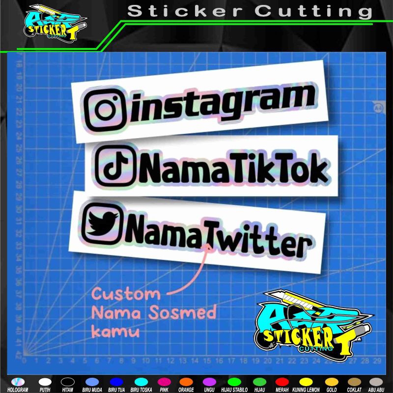 Jual Stiker Nama SOSMED Cutting - LIST HOLOGRAM | Shopee Indonesia
