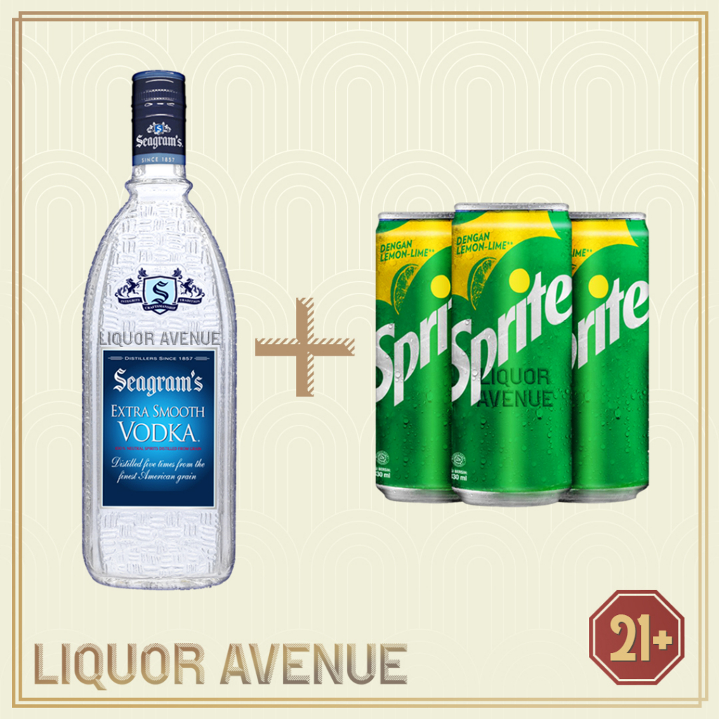 Jual SEAGRAM'S Seagrams Vodka Extra Smooth 750ml + 3 Can Sprite