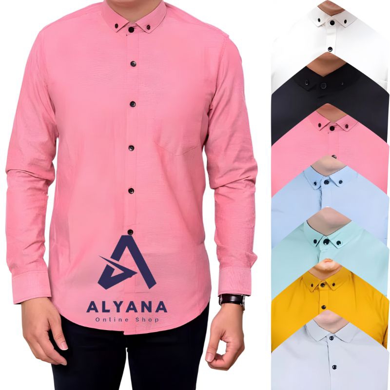 Kemeja Lengan Panjang Sansaria Pink Offwhite