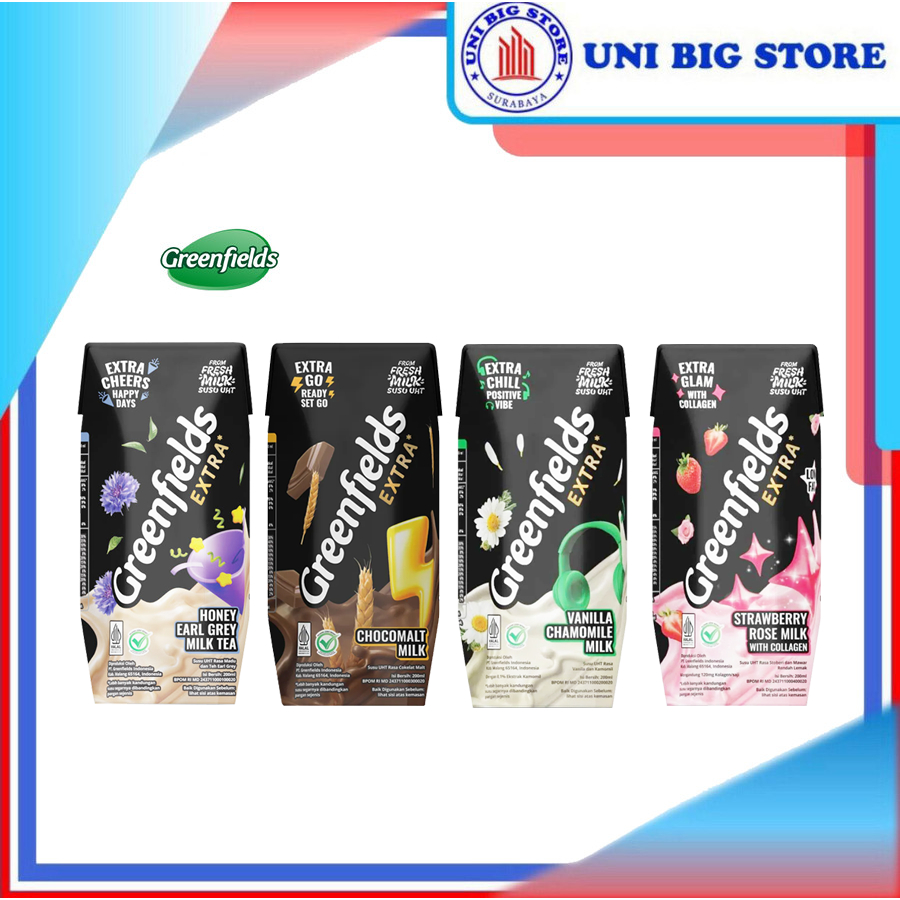Jual Greenfields Susu UHT EXTRA Strawberry Vanila Chamomile Chocolate ...