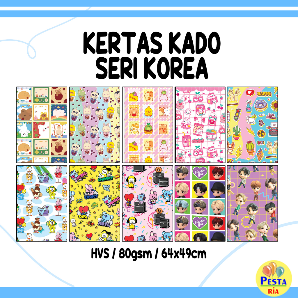 Jual Murah !! 50 Lembar Kertas kado Motif KOREA/ kertas bingkisan