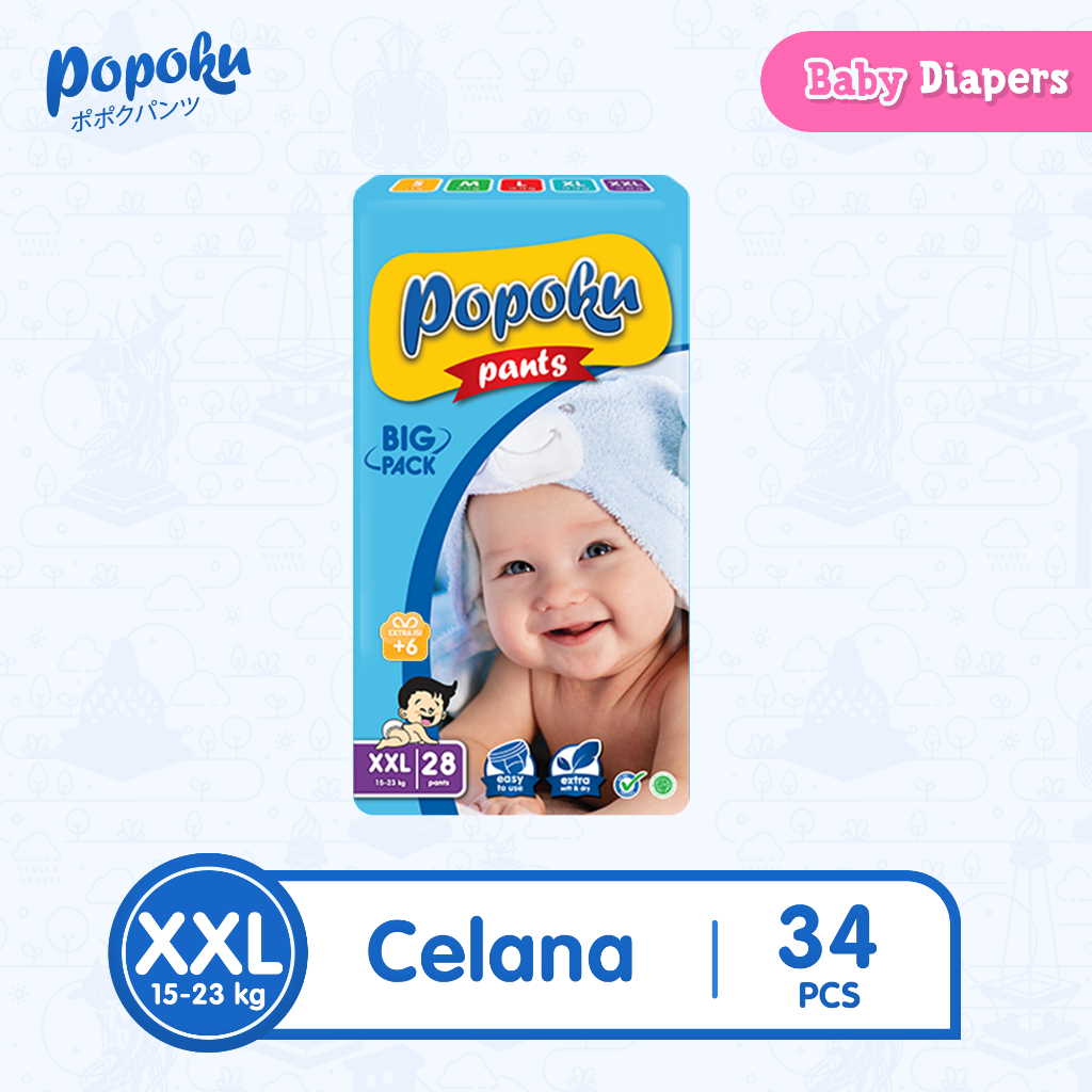 Jual [POPOKU PANTS] Popok Bayi Celana EKSTRA ISI Size XXL 34 | Shopee ...