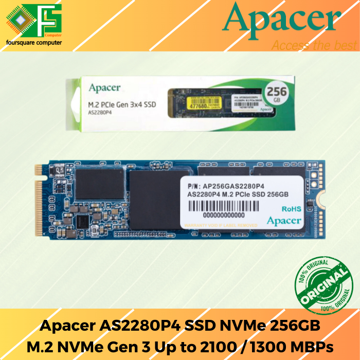 Apacer AS2280P4 SSD NVMe 256GB 2280 PCIe Gen3 x4 2100 1300 MBPS