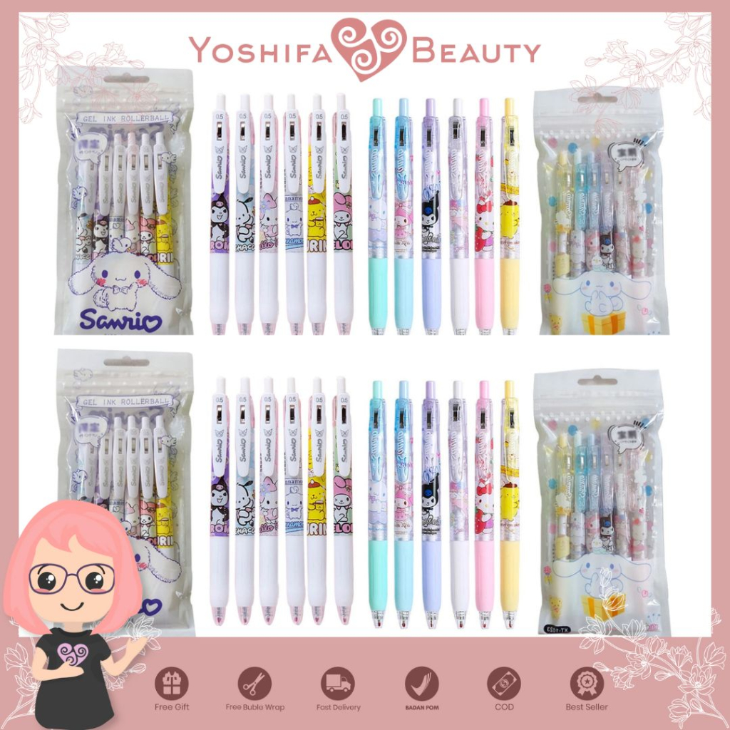 Jual Pulpen Karakter Sanrio Kuromi, Pompurin, Melody Cinnamoroll Set ...