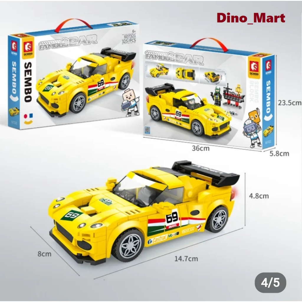 Jual Brick Sembo Block Mobil Balap Famous Car Besar Dino Mart Shopee Indonesia