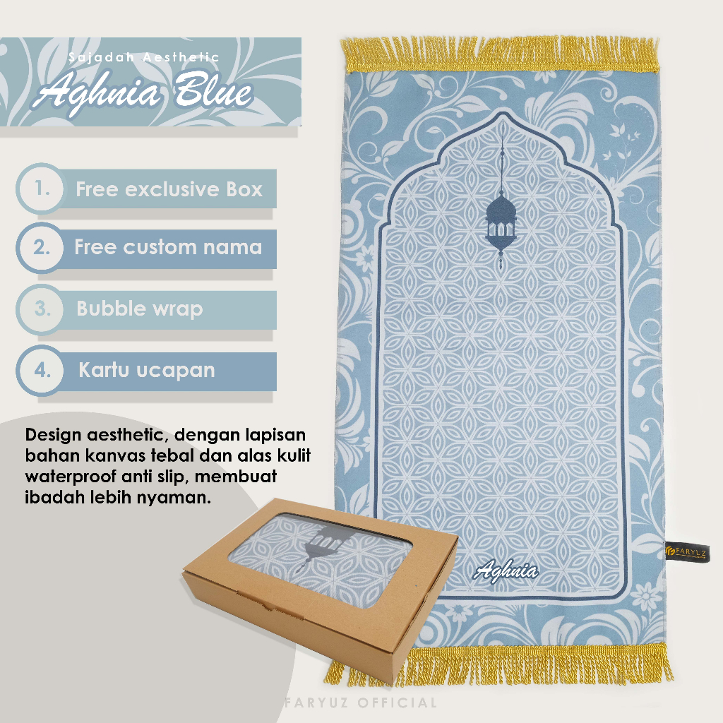 Jual Faryuz Sajadah Aghnia Blue Sajadah Kanvas Aesthetic Estetik