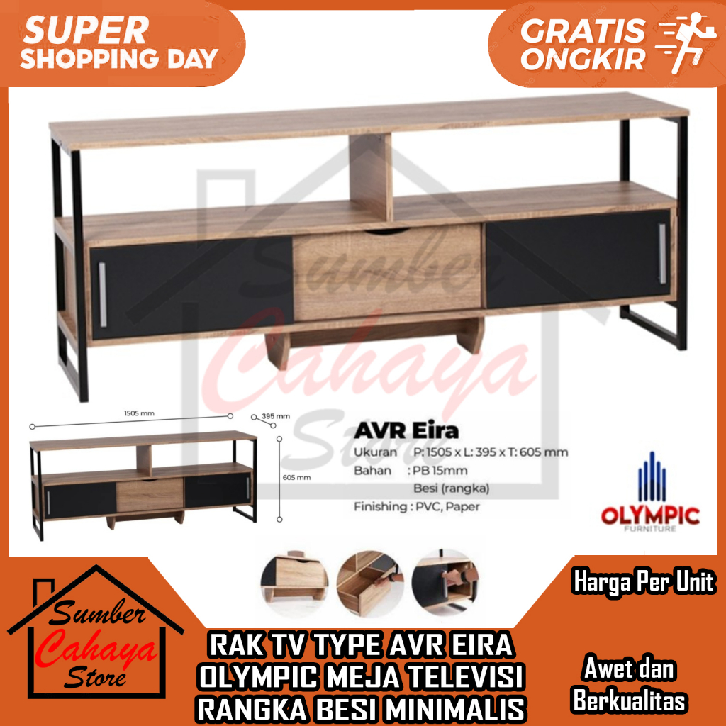 Jual [Kargo] RAK TV TYPE AVR EIRA OLYMPIC MEJA TELEVISI RANGKA BESI ...