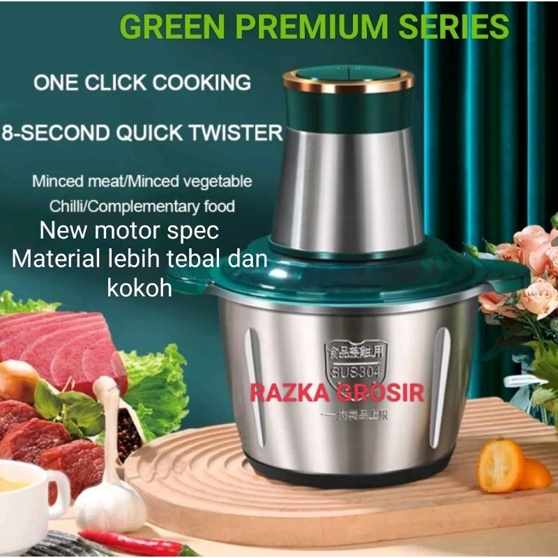 Jual [GREEN] BLENDER DAGING STAINLESS HIJAU PREMIUM/ FOOD CHOPPER