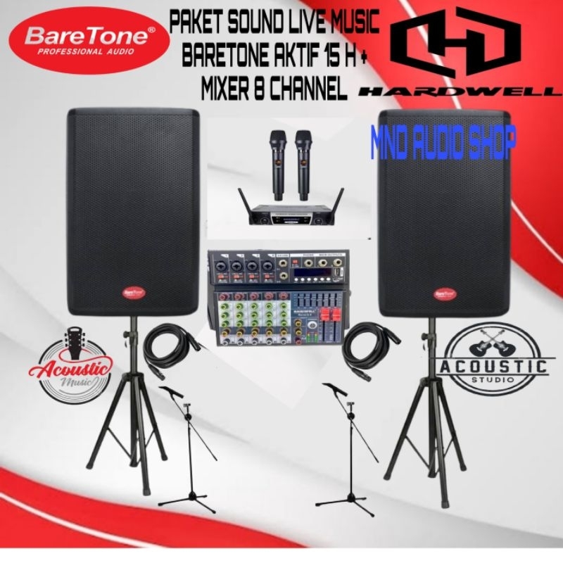 Jual Paket Sound System Speaker Aktif Inch Baretone Max H Mixer