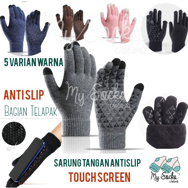 Jual Sarung Tangan Pria Unisex Wanita Anti Slip Antislip Touch Screen