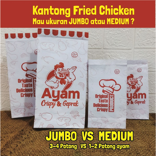 Jual Kantong Fried Chicken Jumbo Medium Pc Kantong Kertas Ayam Crispy Kentang Crispy