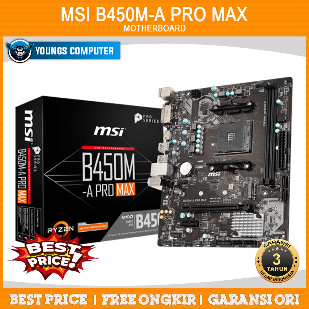 Jual MSI B450M A PRO MAX | Motherboard AMD B450 Ryzen AM4 M-ATX ...