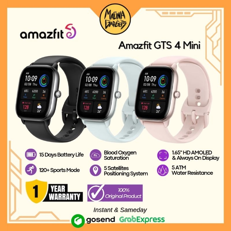 Jual Amazfit GTS 4 Mini Smartwatch 1.65 Inch AMOLED 120+ Sports Mode ...