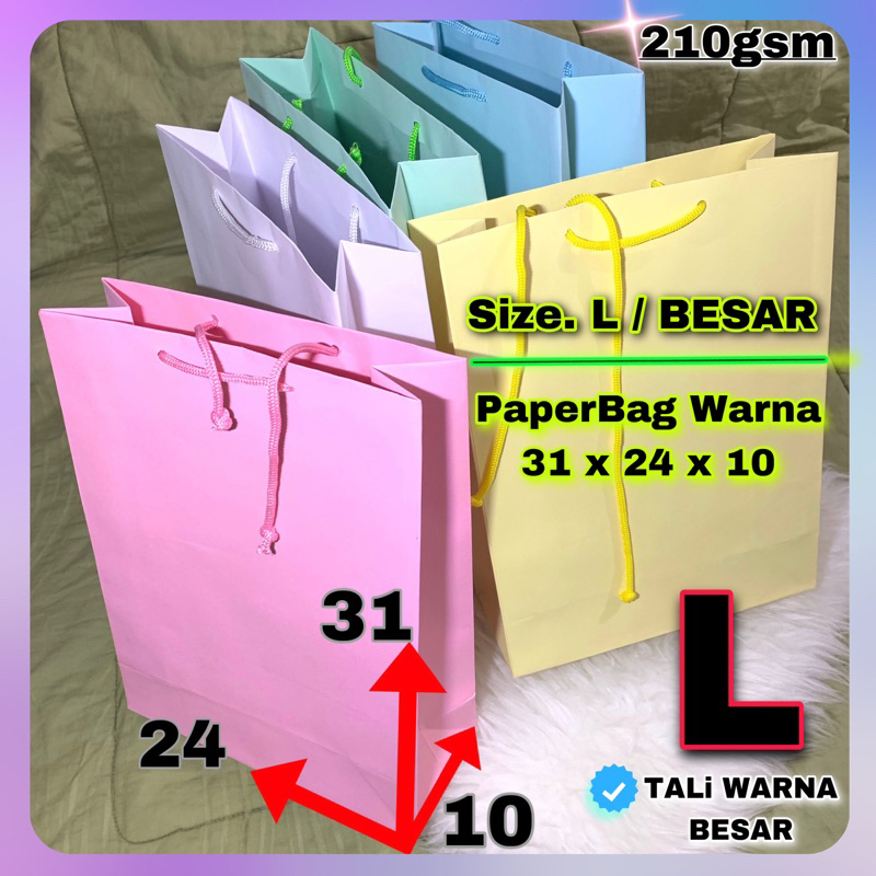 Jual Paper Bag Besar (SIZE. L)WARNA - Paperbag 200g / Tali Warna Besar ...