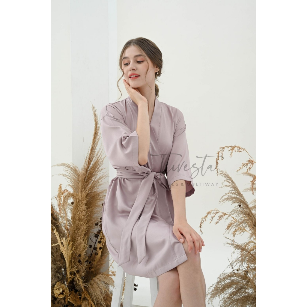 Jual Trivesta Robes - Basic Robe Mauve - Kimono Robe Bridesmaid Satin ...