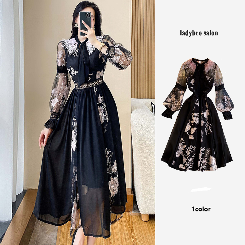 Jual LADYBRO Gaun Muslim Korean Style Dress/Gaun Antik Hitam /Baju