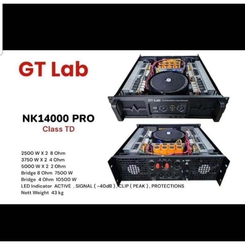 Jual POWER AMPLIFIER GT LAB NK14000 PRO CLASS TD GARANSI ORIGINAL