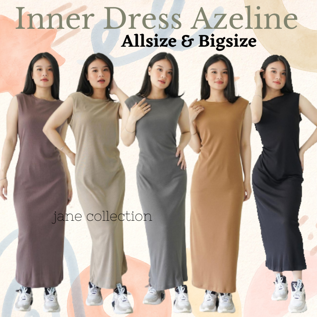 Jual JANE COLLECTION || Long Dress Bodycon Hitam Inner Dress Maxi ...