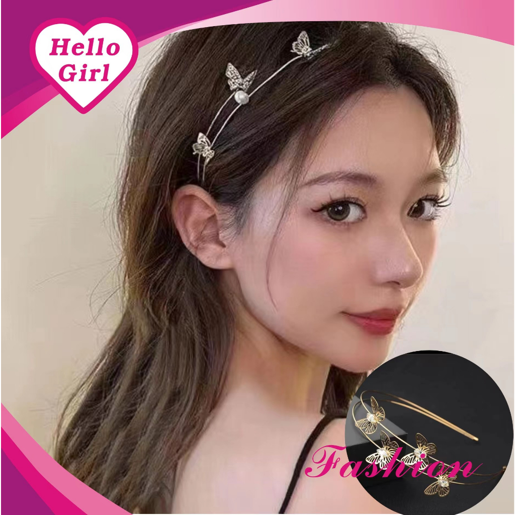 Jual (Hello Girl)B79 Bando Wanita Metal Hias Kupu Kupu Dan Permata Gaya