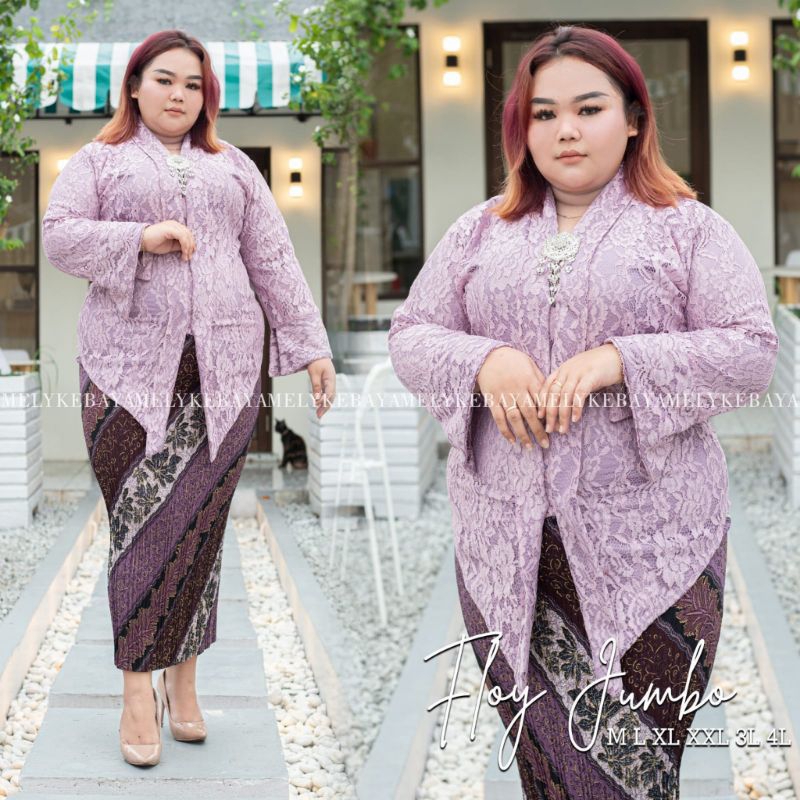 Kebaya Floy Jumbo Setelan Floy Brokat Modern untuk Orang Gemuk