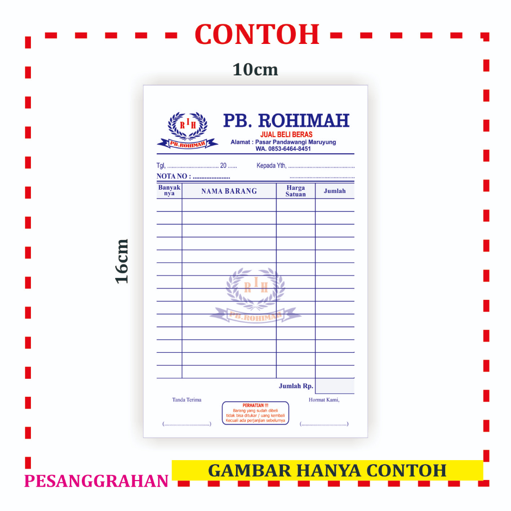 Jual Cetak nota 1 ply HVS 75gr isi 100 lembar custom nama toko olshop ...